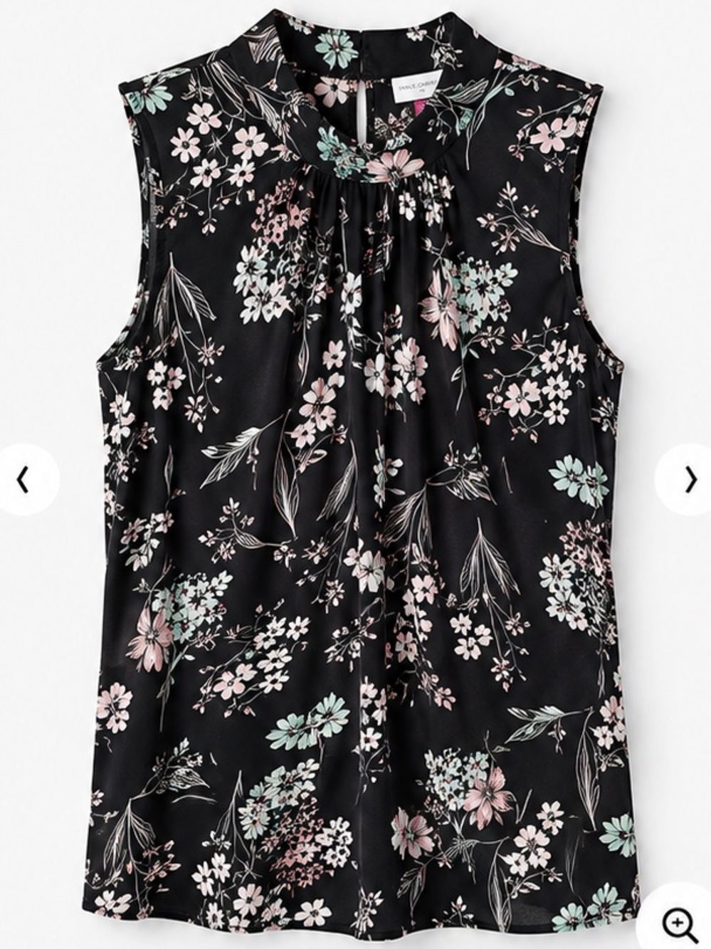 LOFT Black Floral Sleeveless Mock Neck Tank